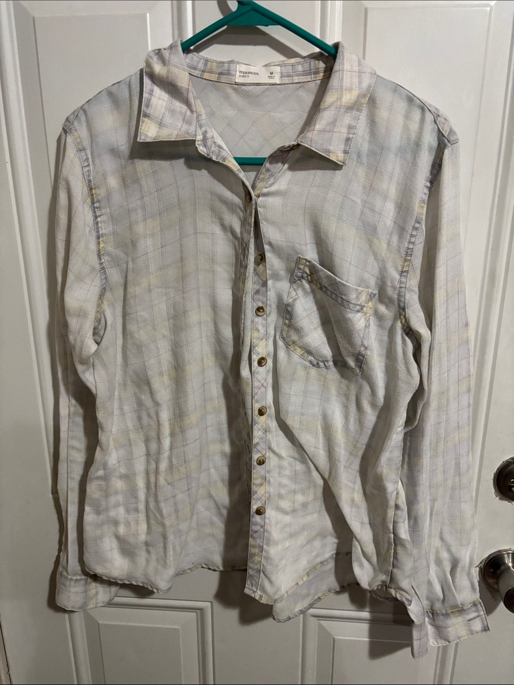 Maurices White Plaid Button-Down Shirt